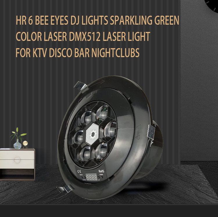 HR Led Rgbw 4 In1 10w* 6pcs Bee Eyes Beam With Laser Green Moving Lazer Lights Strobe Laser Projector 6 Eyes Led Effect Light