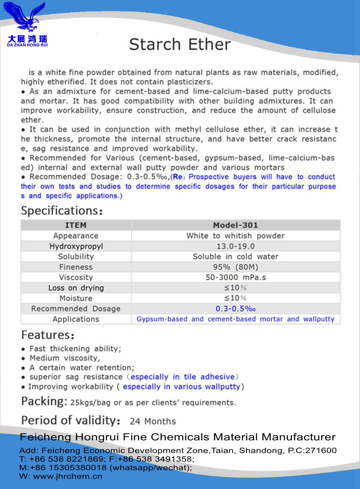 exported to turkey starch  ether active in tile glue