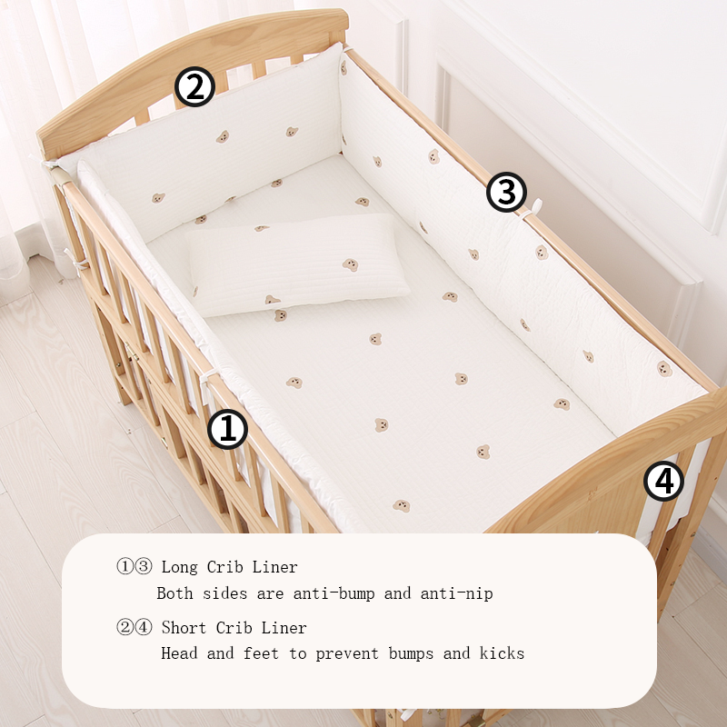 Custom Crib Baby Crash-Proof Baby Bedding Embroidered Disassembled and Washable Crib Wrap Thickened Liner