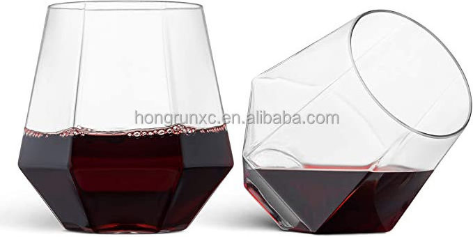 Diamond Shape Reusable Unbreakable Plastic Wine glasses