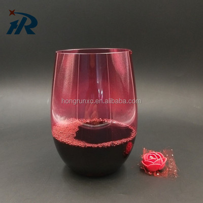 customized colored wine glass BPA free plastic wine glasses PET unbreakable reusable cups