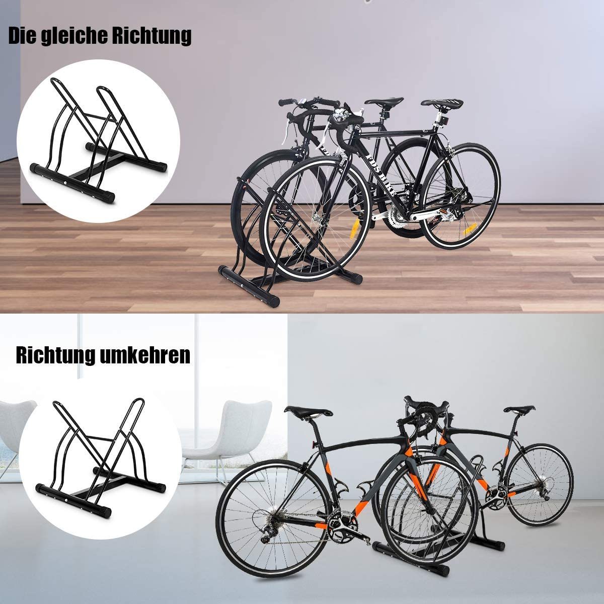 Cycle Durable Steel Rack 2 Bicycle Stand Bike Parking rack for Indoor Outdoor Floor