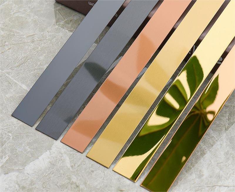 Metal plate decorative lines black titanium background wall ceiling edge strip titanium alloy self-adhesive seal strip