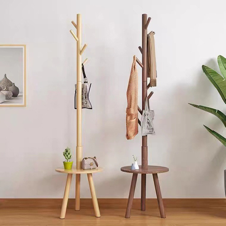 2023 The best-selling solid wood coat and hat rack floor vertical hanger simple household bedroom bed hanger table