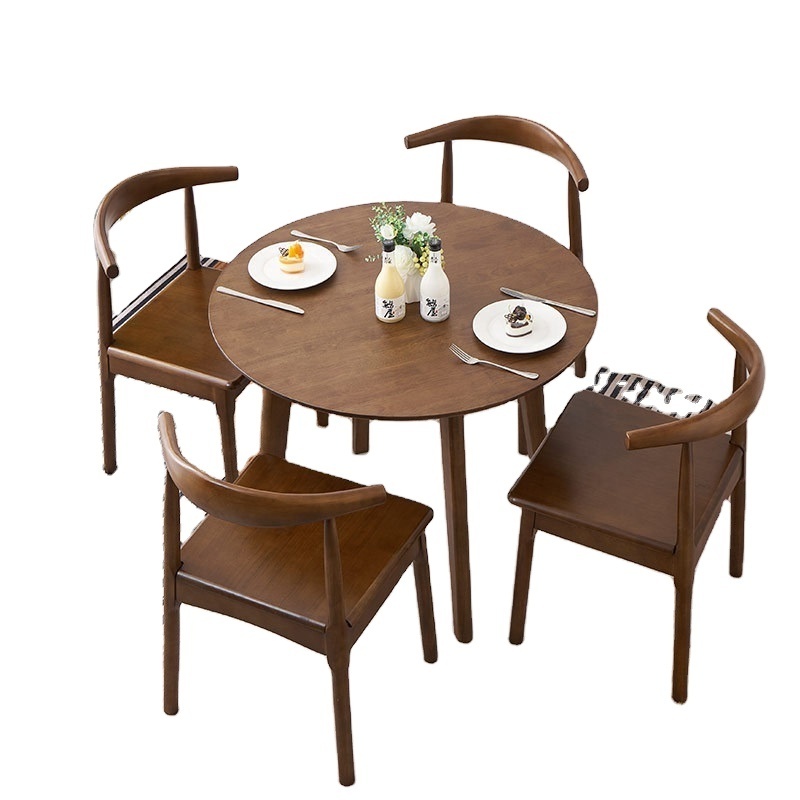 Nordic simple full solid wood small round table family small family table leisure reception balcony tables and chairs