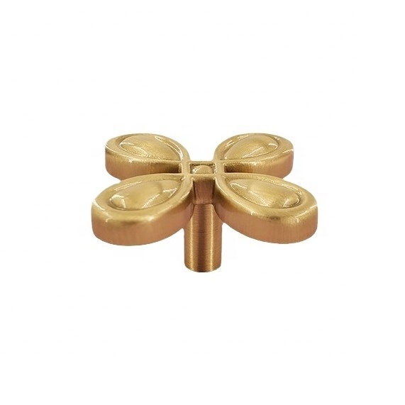 Nordic pure brass cabinet cabinet door handle modern simple gold single hole furniture drawer flower shape solid handle