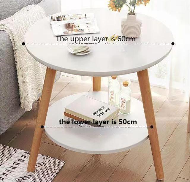 The best-selling double deck tea table in 2023 sofa side  side solid wood  small tea table simple shelf