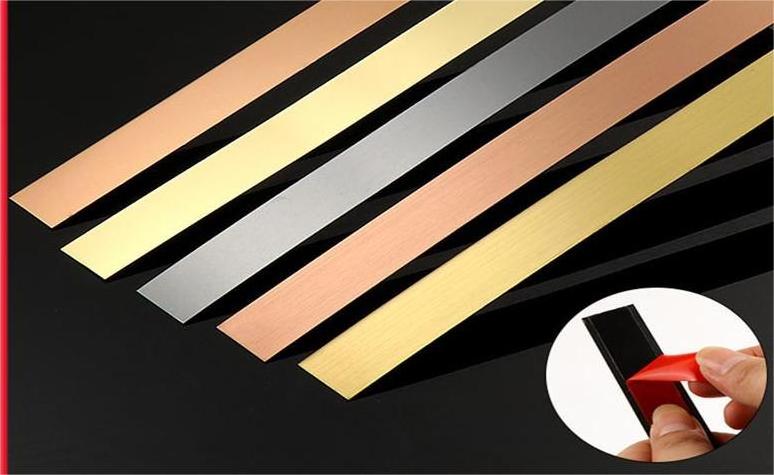 Metal plate decorative lines black titanium background wall ceiling edge strip titanium alloy self-adhesive seal strip