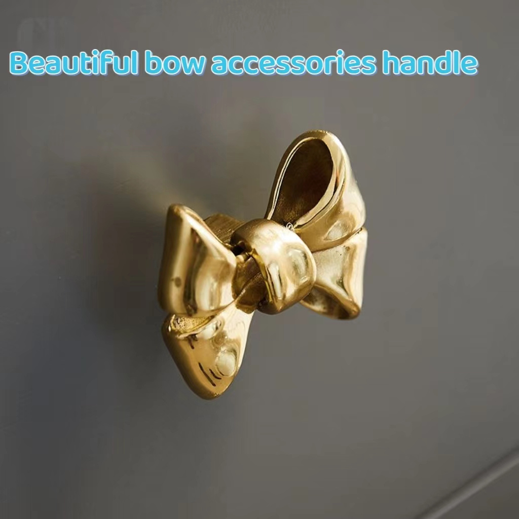 Clear elegant bow flower copper children's handle Drawer Wardrobe cabinet door modern simple gold cute small handle