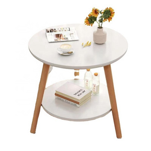 The best-selling double deck tea table in 2023 sofa side  side solid wood  small tea table simple shelf