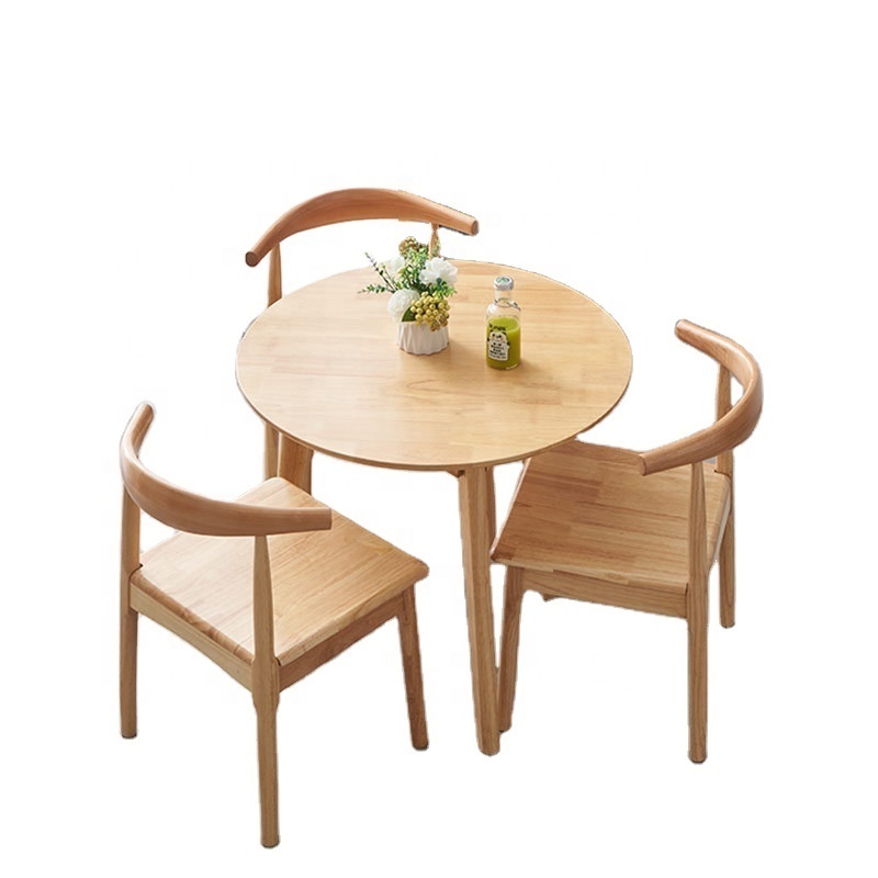 Nordic simple full solid wood small round table family small family table leisure reception balcony tables and chairs