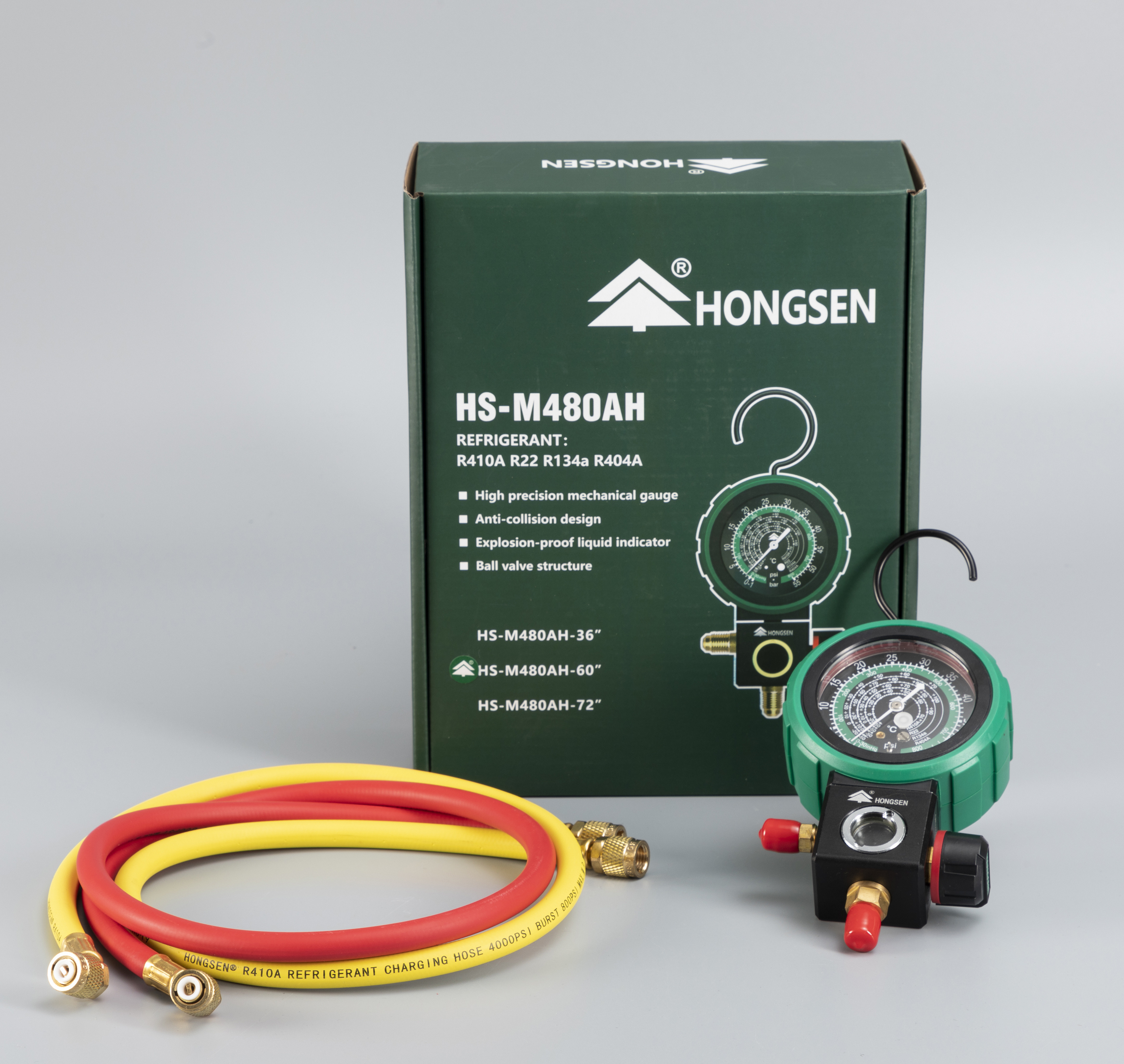 HONGSEN Refrigeration Digital Manifold Gauge Set HS-M480  with High Precision Refrigerant Gauge