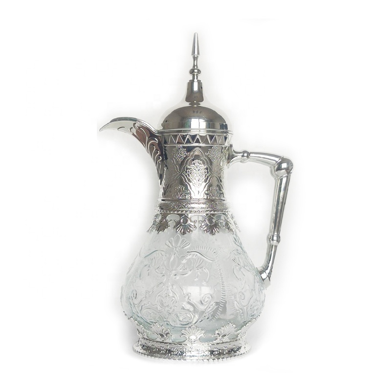 Arabic decorative teapot holiday party gift silver turkish large capacity portable glass coffee & tea pot kettle