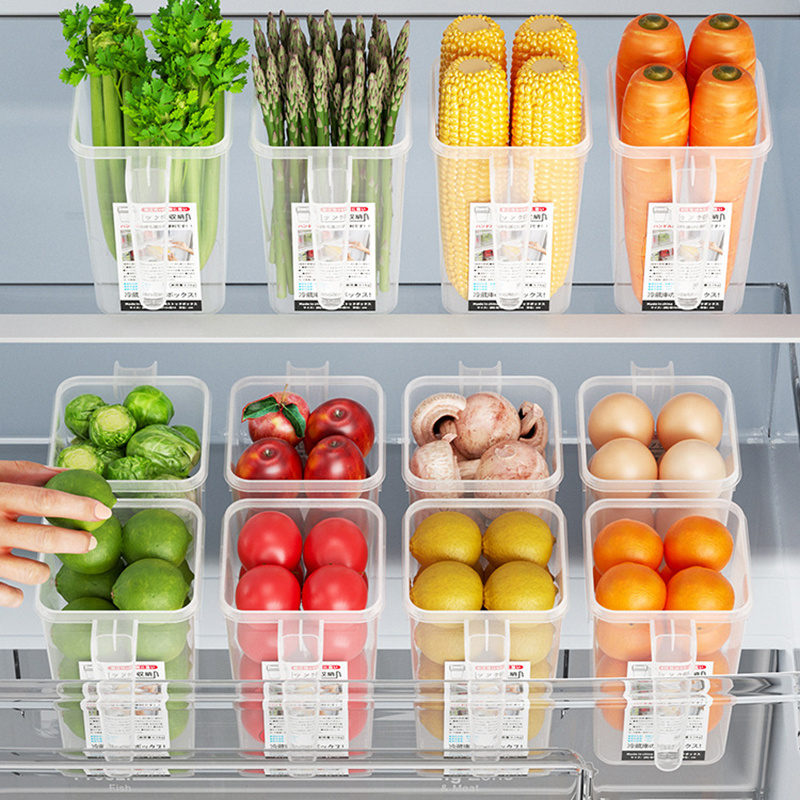 Plastic Refrigerator Storage Box Fridge Side Door Food Fresh Boxes Bins With Handle For Fruit Vegetable Home Kitchen Organizer