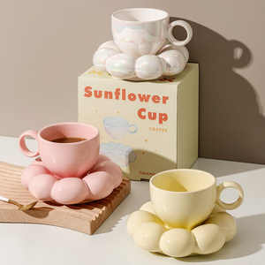 creative ceramic cups beautiful sunflowers cups  saucer set cloud cup cloud mugs