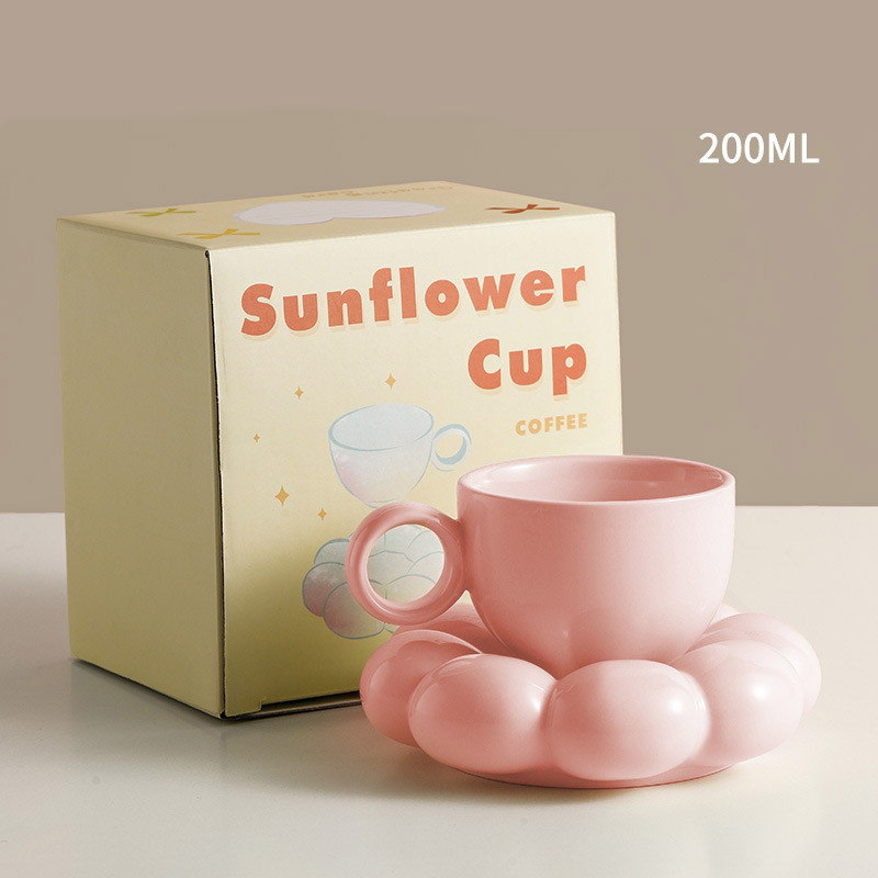 creative ceramic cups beautiful sunflowers cups  saucer set cloud cup cloud mugs