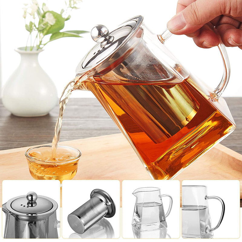 Teapot With Infuser 550ml Borosilicate Clear Glass Tea Pot Water Pot