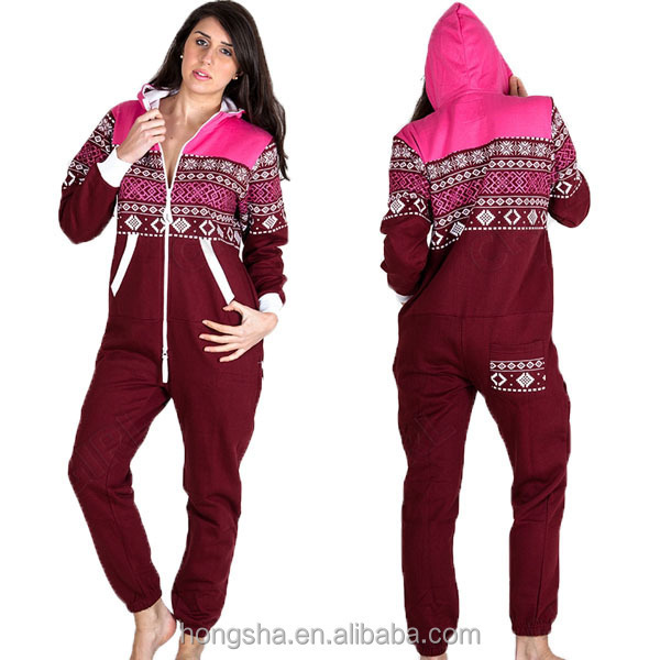 Adult Winter Jumpsuit Pajama One Piece Jumpsuit Aztec Print Adult Onesie HSD9099