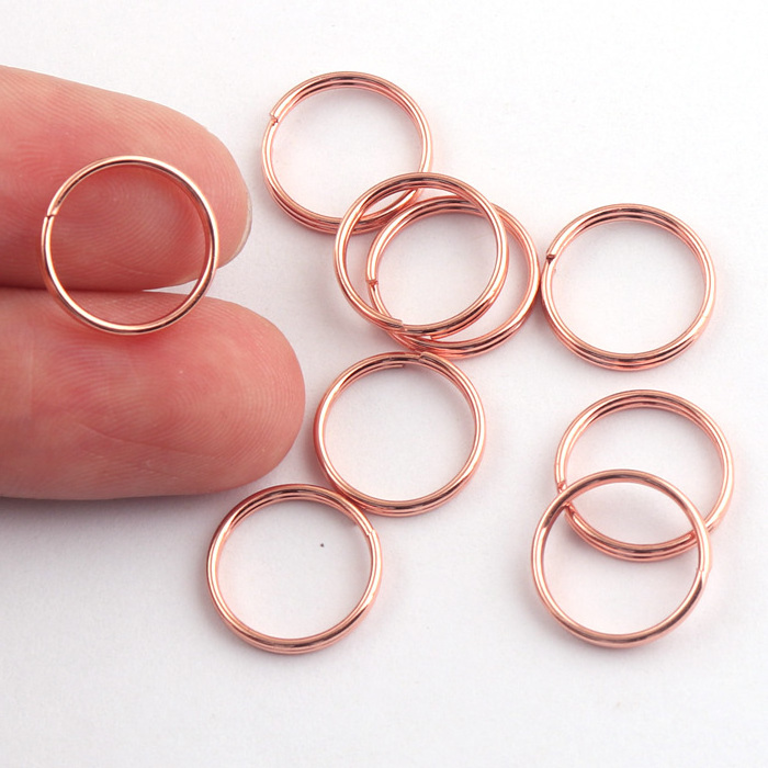 Small double loops split key ring 12mm Rose gold Key Rings,purse key ring,Round Wholesale Keyrings for DIY wallet accessories