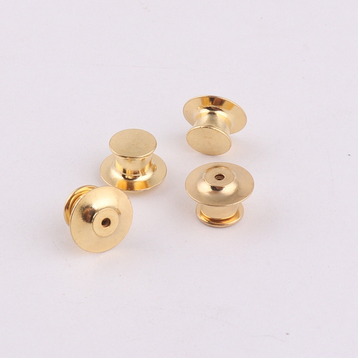 hot sale gold brass flat head tie tack locking clutch pin back for lapel pin accessories