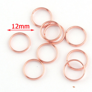 Small double loops split key ring 12mm Rose gold Key Rings,purse key ring,Round Wholesale Keyrings for DIY wallet accessories