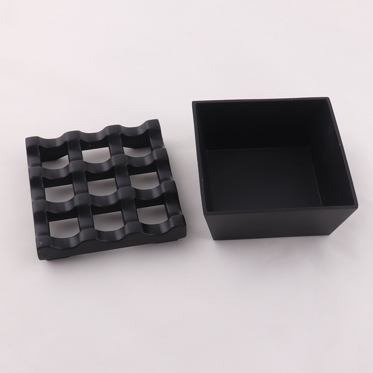 black color 9 holes metal square windproof smokeless cigar ashtray