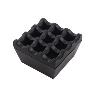 black color 9 holes metal square windproof smokeless cigar ashtray