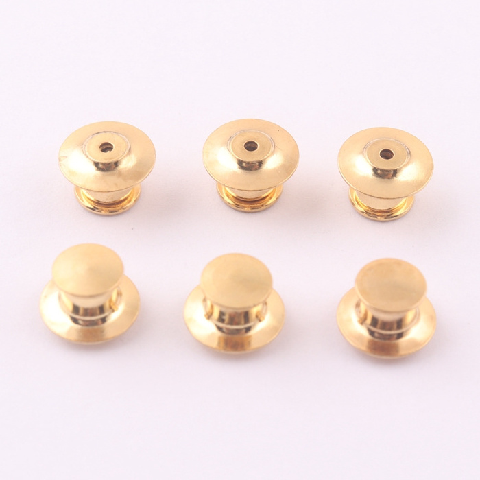 hot sale gold brass flat head tie tack locking clutch pin back for lapel pin accessories