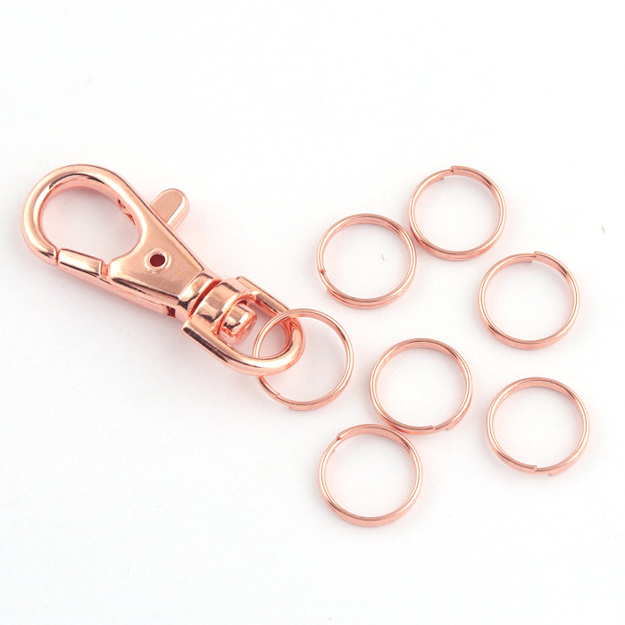 Small double loops split key ring 12mm Rose gold Key Rings,purse key ring,Round Wholesale Keyrings for DIY wallet accessories