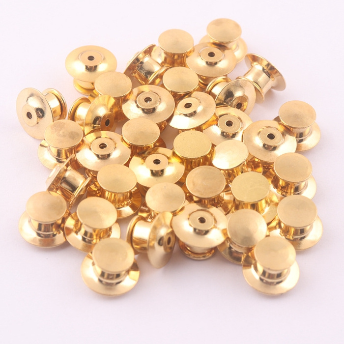 hot sale gold brass flat head tie tack locking clutch pin back for lapel pin accessories