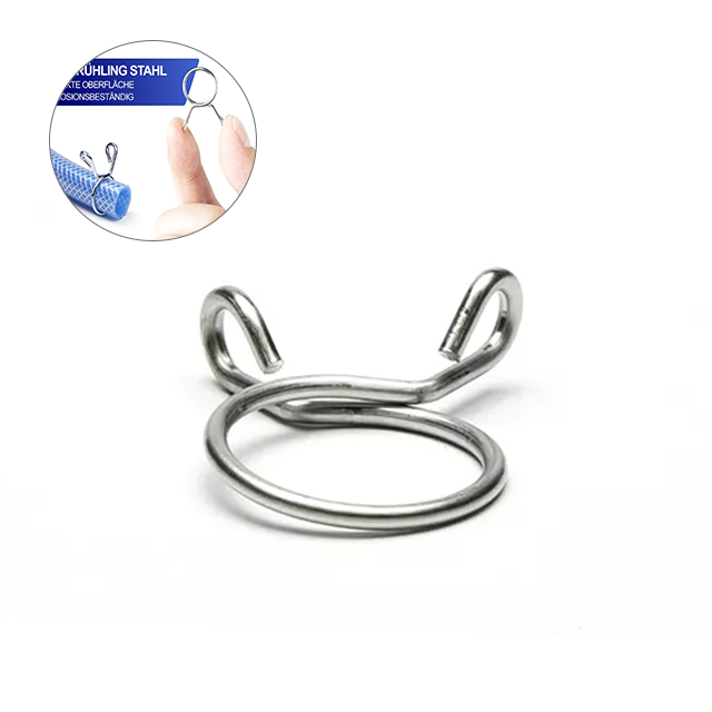 Customized Double Metal Stainless Steel Iron Wire Torsion Spring Hose Clamp for Fuel Silicone Hose