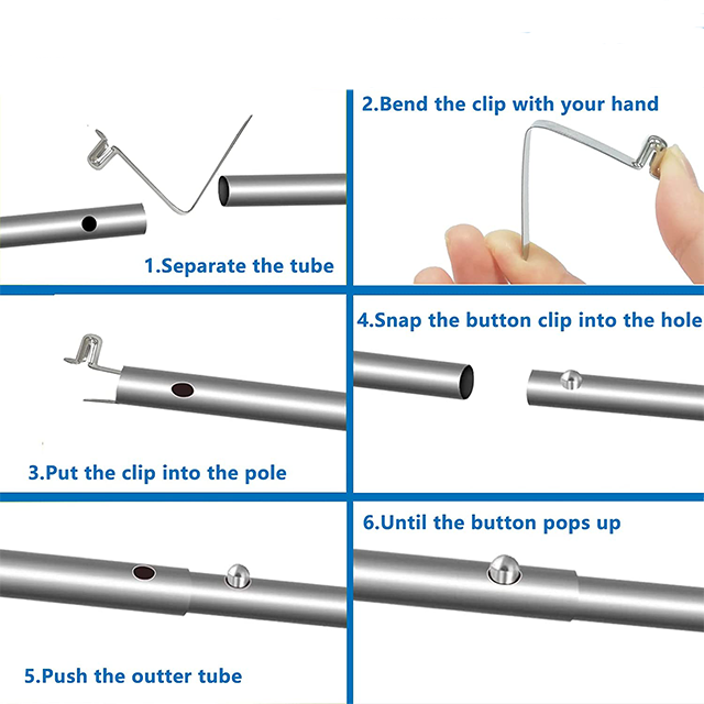 Custom Steel Spring Tent Tube Lock V Shaped Flat Push Button Clips Pins Stainless Steel  V Shape Spring Clip