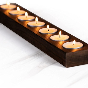 Large wooden tea light candle holder, retro wooden candle tray, 7-hole tea candle holder base made by Hong sheng