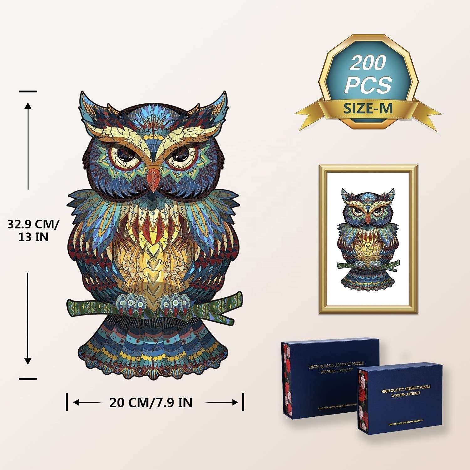 Wooden Puzzle Animal Shape Irregular Unique Owl Puzzle for Adults and Children, Best Gift Family Game Series