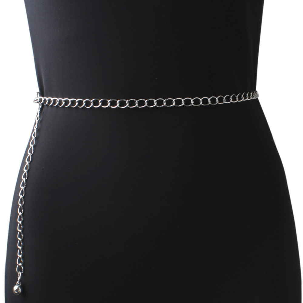 Wholesale vintage popular good quality silver body chain simple single-layer relief circle waist chain belt