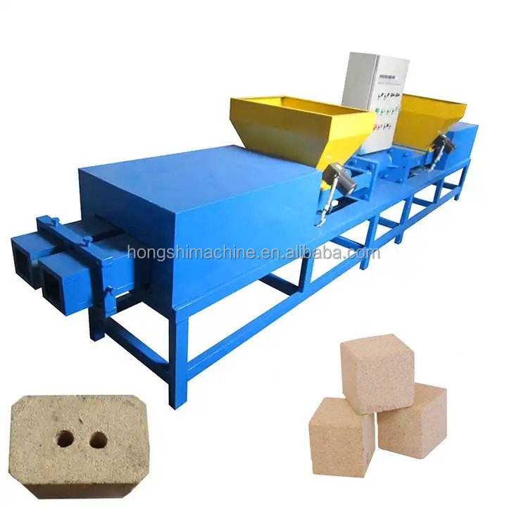 Automatic compressed wood sawdust pallet block press machine wood powder blocks making machines with cutting machine for pallet