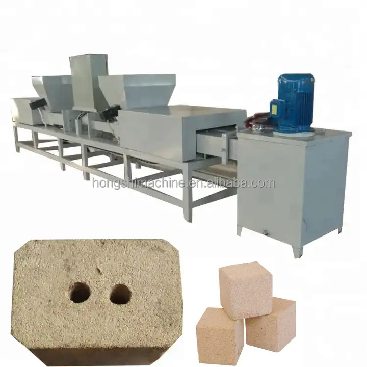 Automatic compressed wood sawdust pallet block press machine wood powder blocks making machines with cutting machine for pallet