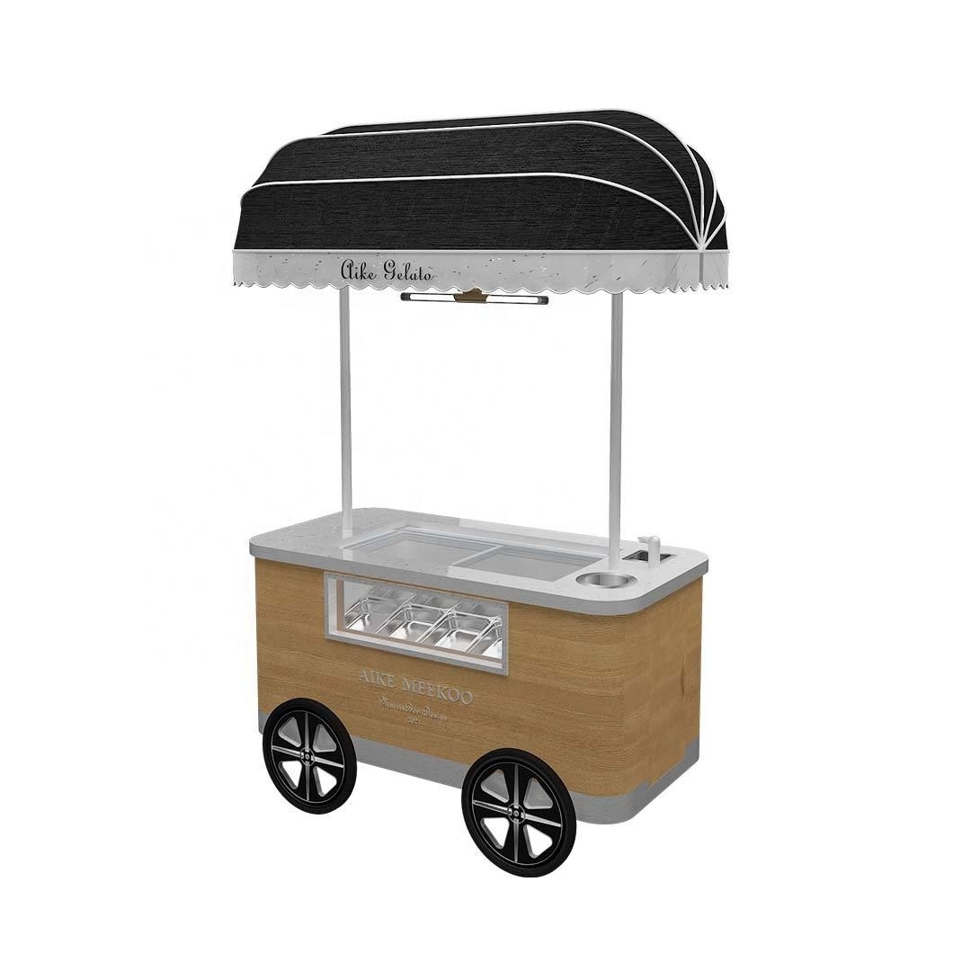 Food Trailer Umbrella Ice Cream Mobile Gelato Push Carts For Sale With Bike