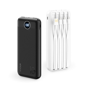 Power Bank 10000mah 2.4A Fast Charging Fast Charging Portable Built In 4 Cables Power Bank Custom Led Logo Power Bank