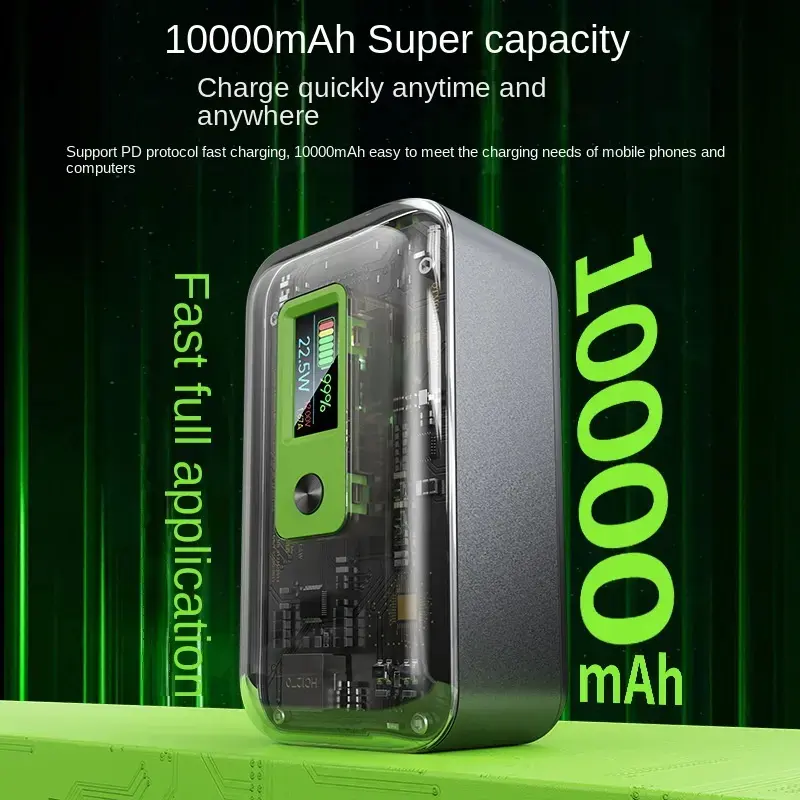 100% Fully Transparent Power Banks Small Mobile Fast Charging Portable Transparent Power Bank