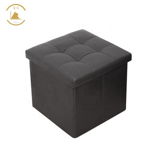 Hongshun Factory Direct Storage Footstool Leather Cover Footrest folding stool