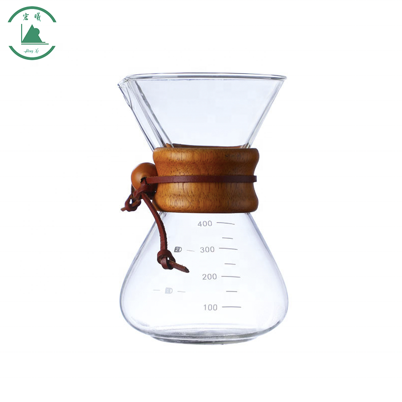 Factory Direct insulated wood handle semi-circular arc wood chips Coffee Pot  Anti-scalding wood chips