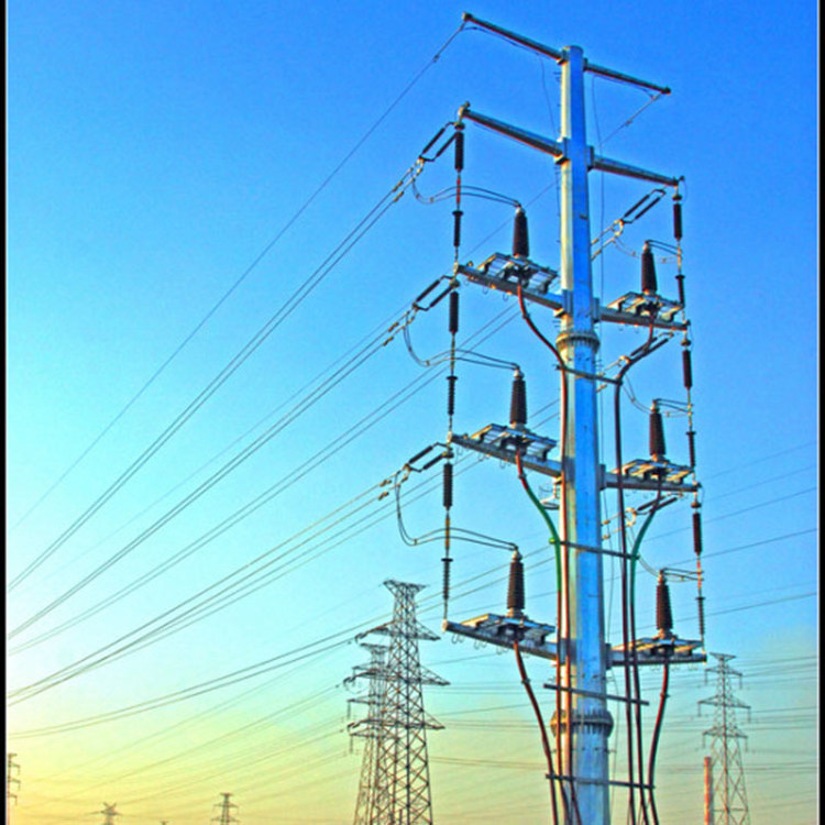 132KV Electrical Power Transmission Line Steel Pole