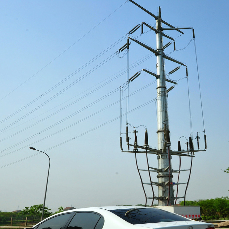 132KV Electrical Power Transmission Line Steel Pole