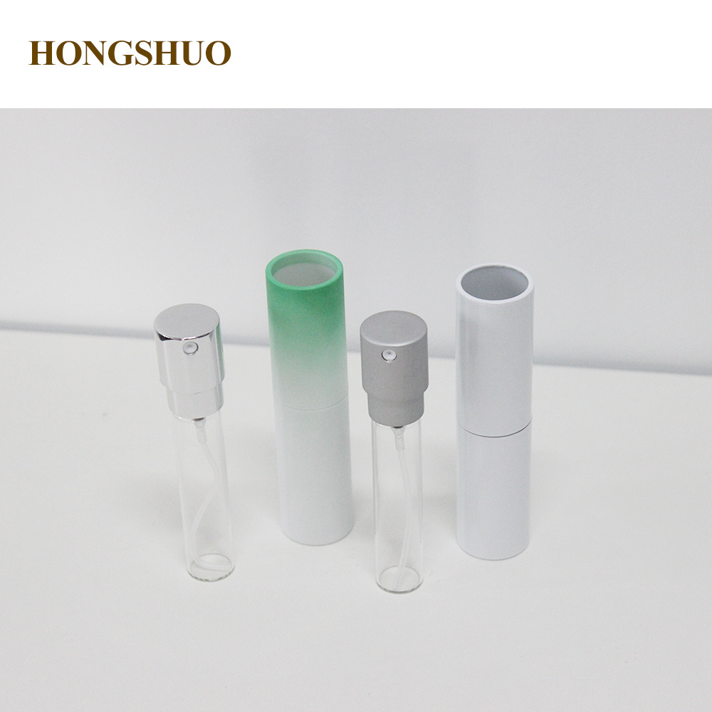 8ml 10ml Transparent Glass Bottle with ABS Portable Rotating Two-Section Gradient Color Telescopic Perfume Flip Top Cap