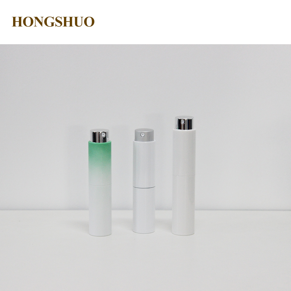 8ml 10ml Transparent Glass Bottle with ABS Portable Rotating Two-Section Gradient Color Telescopic Perfume Flip Top Cap