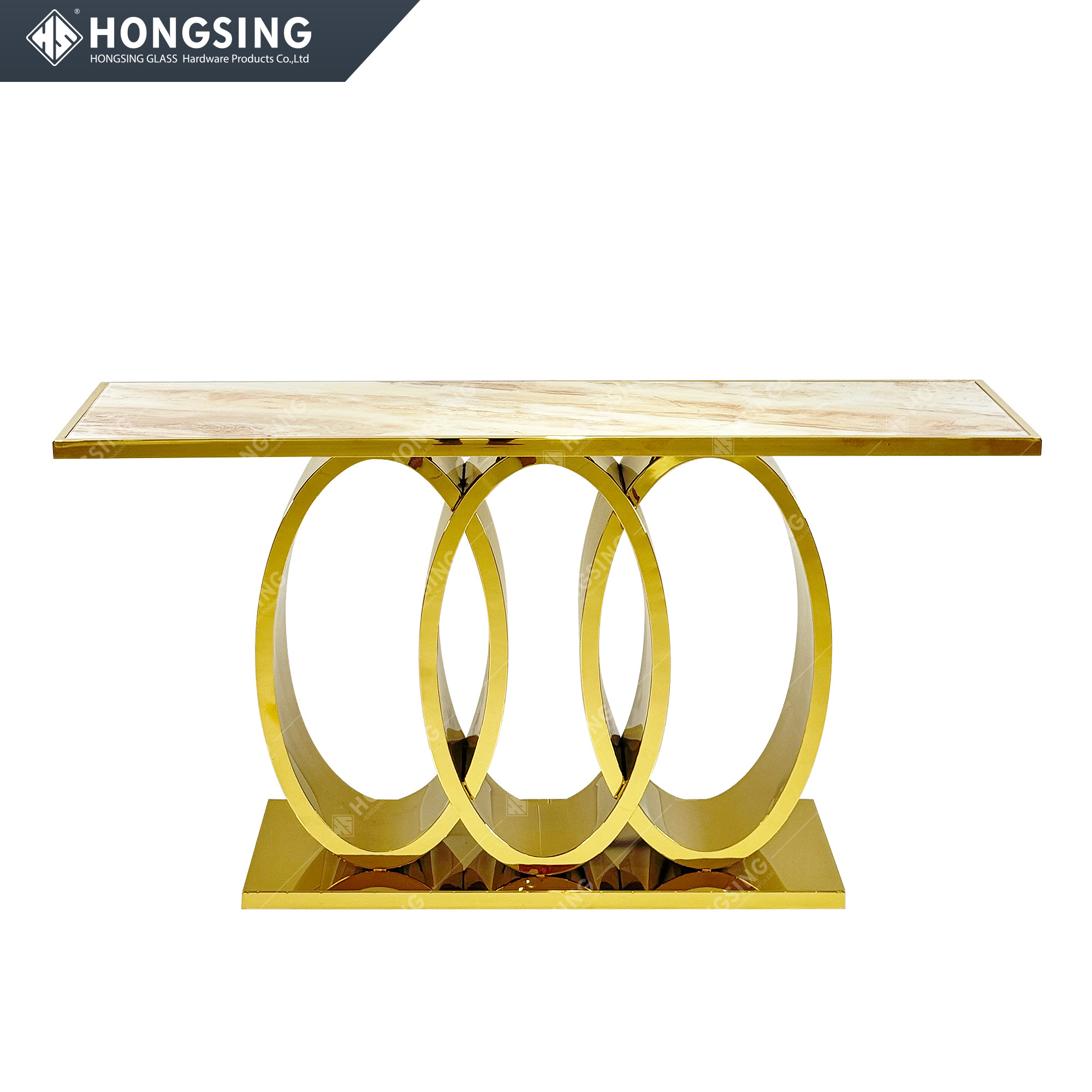 Stainless Steel Console Table Mirrored UV Printed Desktop Luxurious Gold Mirrored Console Table Living Room Console Table