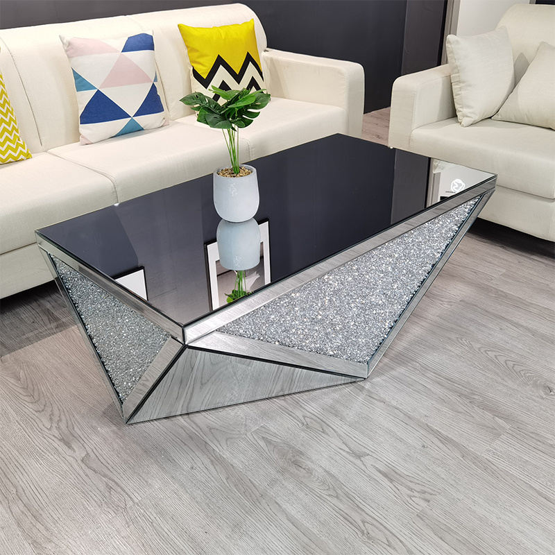 Guangdong manufacturer crushed diamonds top mirrored coffee table