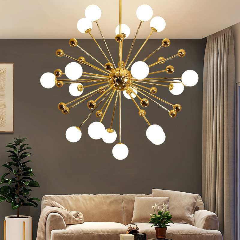 European style gold kitchen island lights luxury led globe lights glass sputnik chandelier for living room bedroom dining room