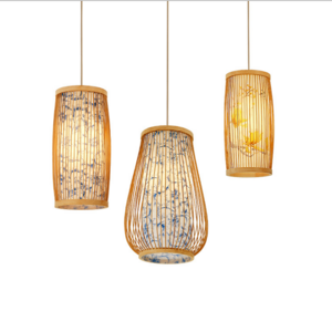 Rechargeable Led Lantern Light  Handmade  Woven Bamboo Lamp  Hanging Lights for Restaurant Japanese Style